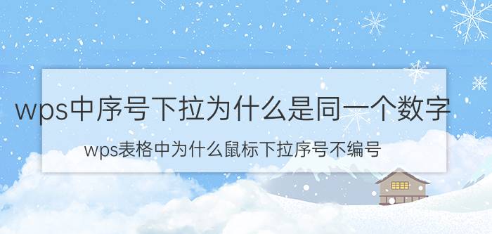 wps中序号下拉为什么是同一个数字 wps表格中为什么鼠标下拉序号不编号？